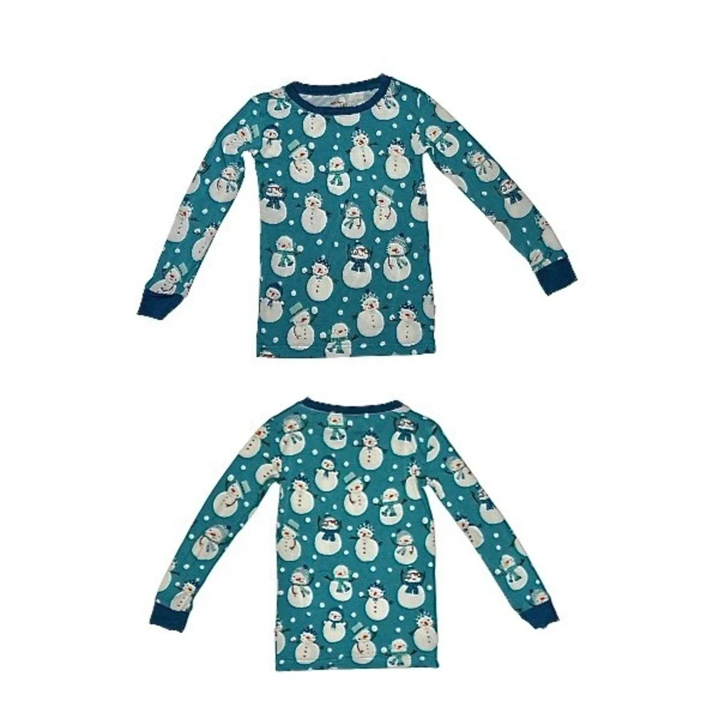 Little Sleepies Bamboo Snow Much Fun Pajama Set 4T Toddler Teal Blue Whimsical